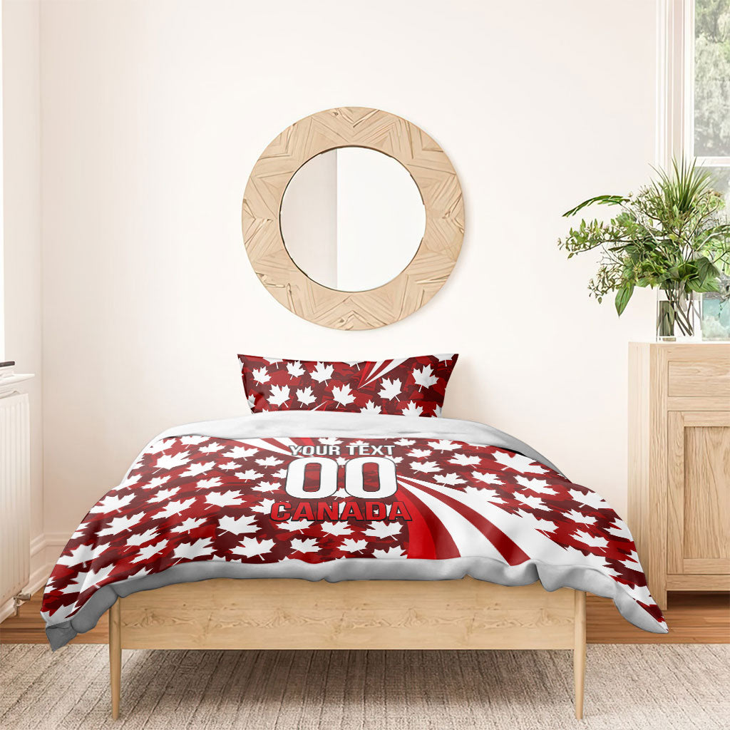 Personalized Canada Football Bedding Set Maple Leaf Pattern - Moose Soccer Mascot