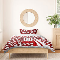 Personalized Canada Football Bedding Set Maple Leaf Pattern - Moose Soccer Mascot