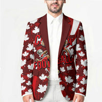 Personalized Canada Football Blazer Maple Leaf Pattern - Moose Soccer Mascot
