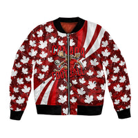 Personalized Canada Football Bomber Jacket Maple Leaf Pattern - Moose Soccer Mascot