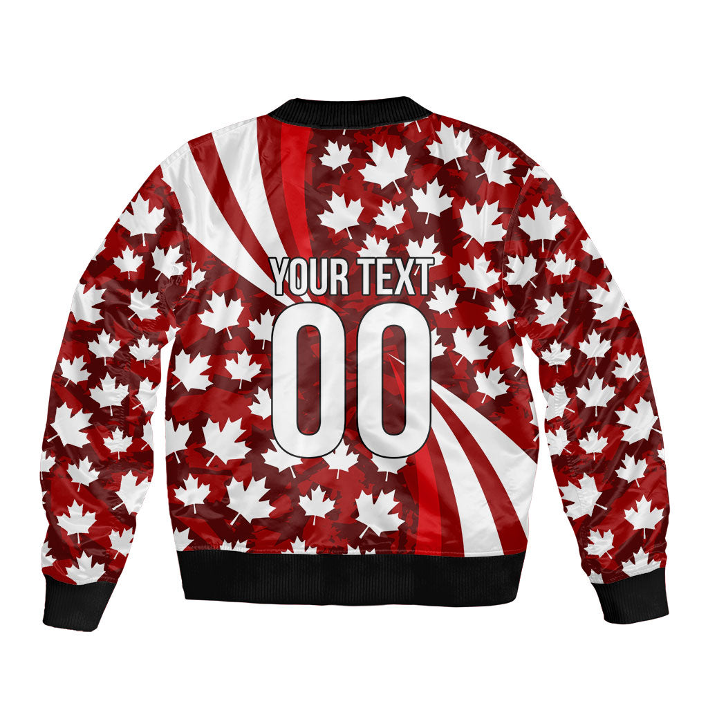 Personalized Canada Football Bomber Jacket Maple Leaf Pattern - Moose Soccer Mascot