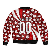 Personalized Canada Football Bomber Jacket Maple Leaf Pattern - Moose Soccer Mascot