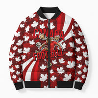 Personalized Canada Football Bomber Puffer Jacket Maple Leaf Pattern - Moose Soccer Mascot
