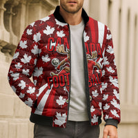Personalized Canada Football Bomber Puffer Jacket Maple Leaf Pattern - Moose Soccer Mascot