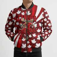 Personalized Canada Football Bomber Puffer Jacket Maple Leaf Pattern - Moose Soccer Mascot