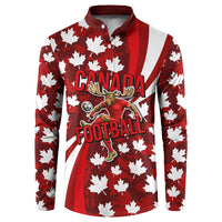 Personalized Canada Football Button Sweatshirt Maple Leaf Pattern - Moose Soccer Mascot