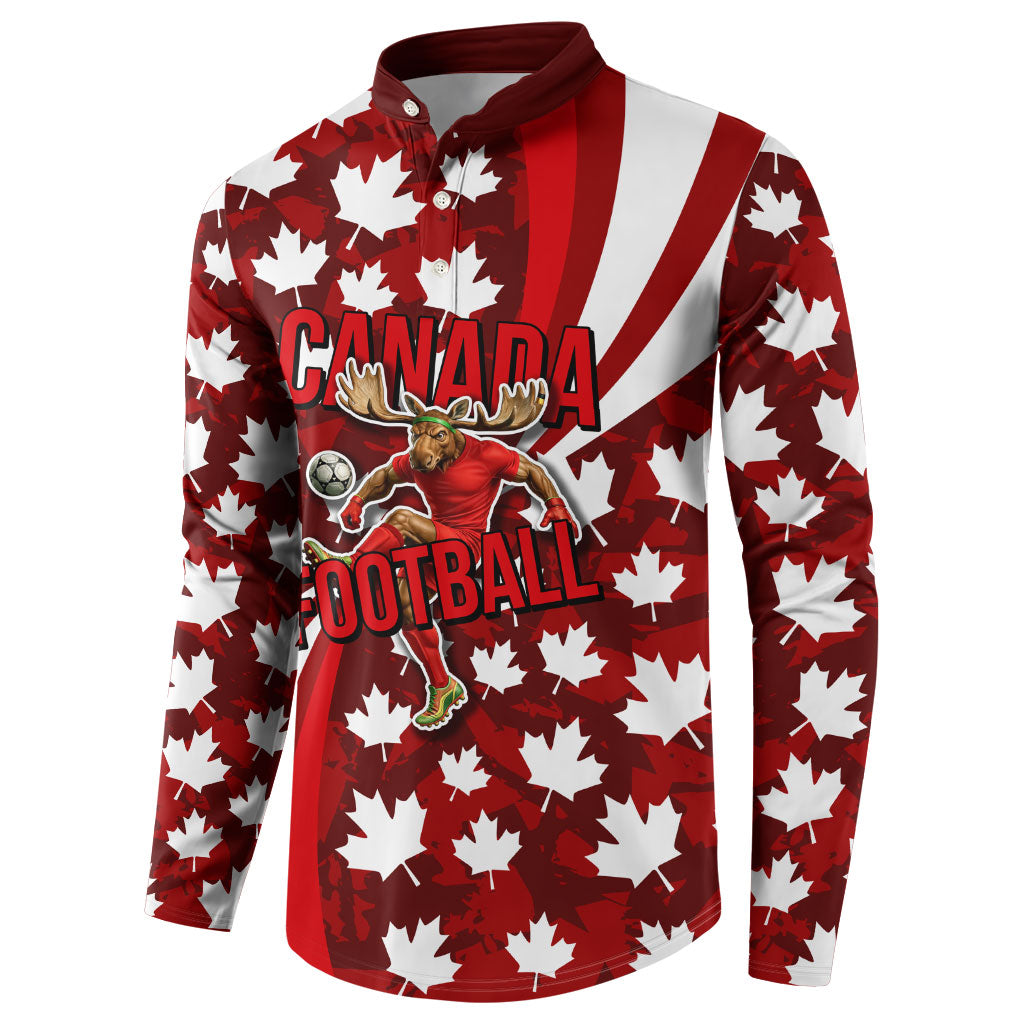 Personalized Canada Football Button Sweatshirt Maple Leaf Pattern - Moose Soccer Mascot