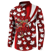 Personalized Canada Football Button Sweatshirt Maple Leaf Pattern - Moose Soccer Mascot