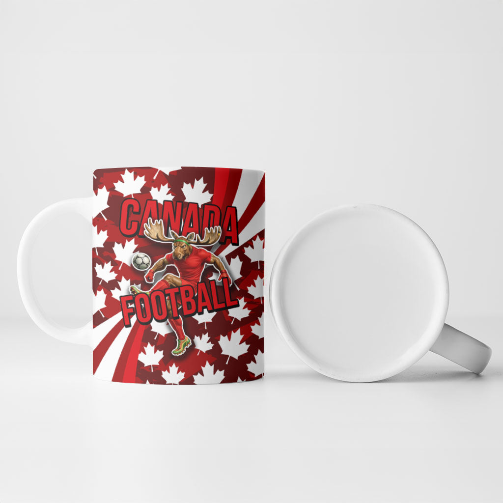Personalized Canada Football Ceramic Mug Maple Leaf Pattern - Moose Soccer Mascot