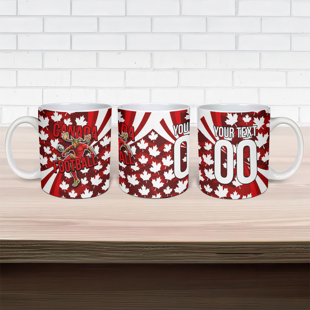 Personalized Canada Football Ceramic Mug Maple Leaf Pattern - Moose Soccer Mascot