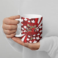 Personalized Canada Football Ceramic Mug Maple Leaf Pattern - Moose Soccer Mascot