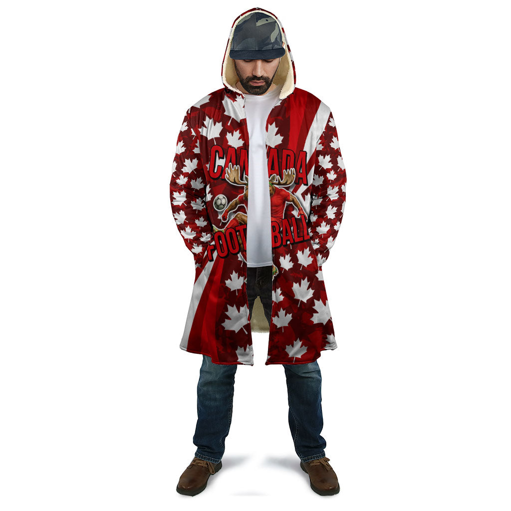 Personalized Canada Football Cloak Maple Leaf Pattern - Moose Soccer Mascot
