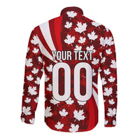 Personalized Canada Football Long Sleeve Button Shirt Maple Leaf Pattern - Moose Soccer Mascot