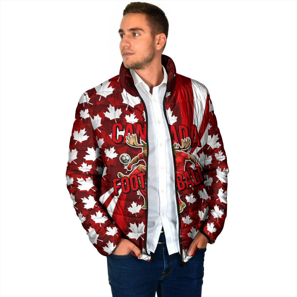 Personalized Canada Football Padded Jacket Maple Leaf Pattern - Moose Soccer Mascot