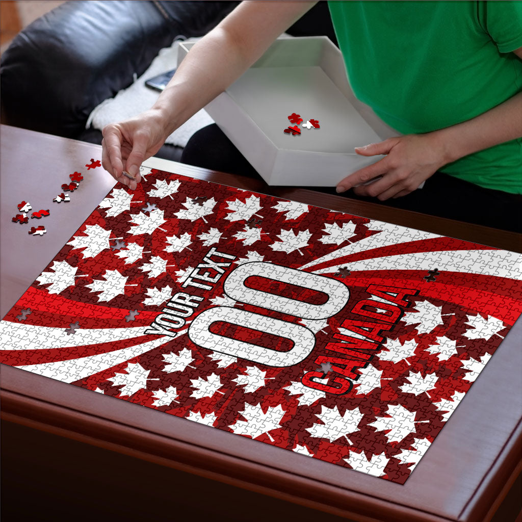 Personalized Canada Football Puzzle Maple Leaf Pattern - Moose Soccer Mascot