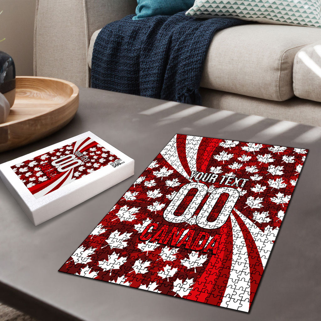 Personalized Canada Football Puzzle Maple Leaf Pattern - Moose Soccer Mascot