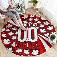 Personalized Canada Football Round Carpet Maple Leaf Pattern - Moose Soccer Mascot