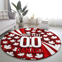Personalized Canada Football Round Carpet Maple Leaf Pattern - Moose Soccer Mascot