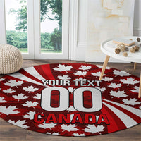 Personalized Canada Football Round Carpet Maple Leaf Pattern - Moose Soccer Mascot