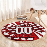 Personalized Canada Football Round Carpet Maple Leaf Pattern - Moose Soccer Mascot