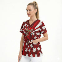 Personalized Canada Football Scrub Top Maple Leaf Pattern - Moose Soccer Mascot