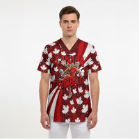 Personalized Canada Football Scrub Top Maple Leaf Pattern - Moose Soccer Mascot