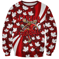 Personalized Canada Football Sweatshirt Maple Leaf Pattern - Moose Soccer Mascot