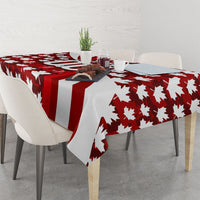 Personalized Canada Football Tablecloth Maple Leaf Pattern - Moose Soccer Mascot