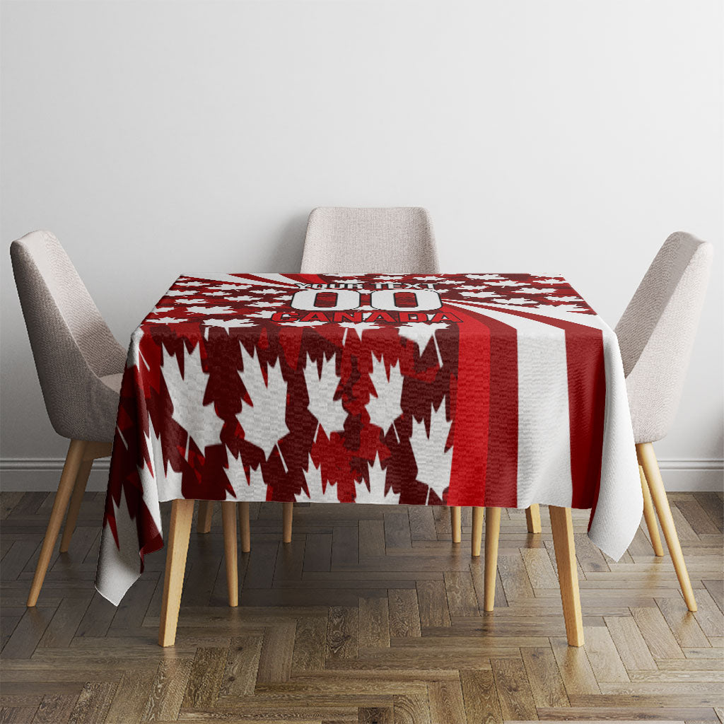 Personalized Canada Football Tablecloth Maple Leaf Pattern - Moose Soccer Mascot
