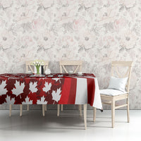 Personalized Canada Football Tablecloth Maple Leaf Pattern - Moose Soccer Mascot