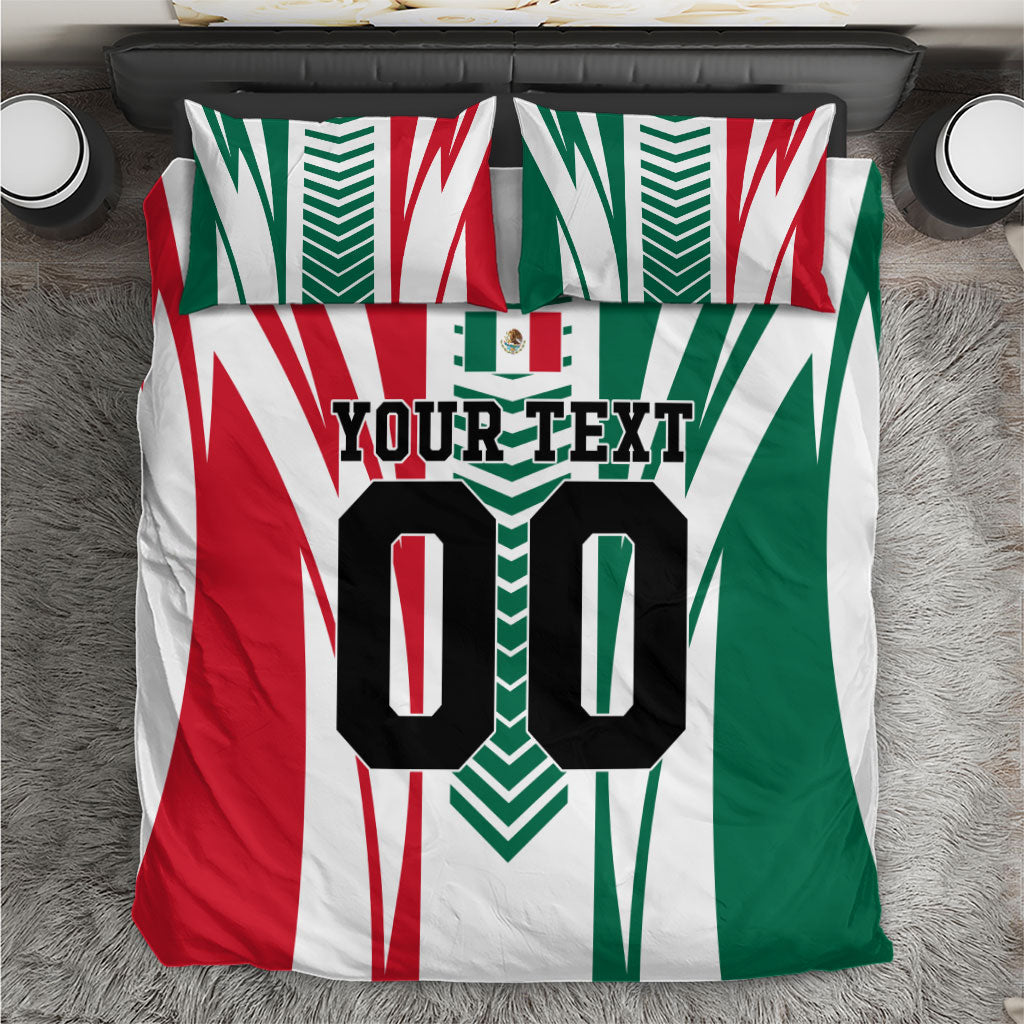Personalized Mexico Football Bedding Set Mexican Flag Jaguar Mascot Soccer Ball