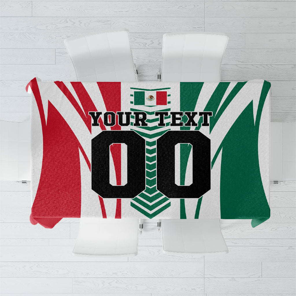 Personalized Mexico Football Tablecloth Mexican Flag Jaguar Mascot Soccer Ball