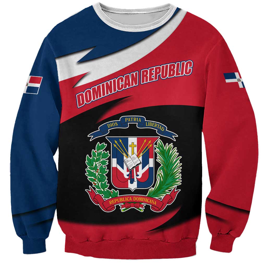 Dominican Republic Flag Sweatshirt with Map National Coat of Arms Island Silhouette - Wonder Print Shop