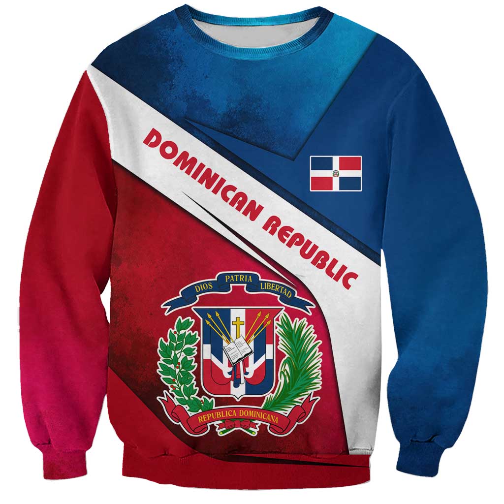 Dominican Republic Flag Sweatshirt with Map National Coat of Arms Island Silhouette - Wonder Print Shop