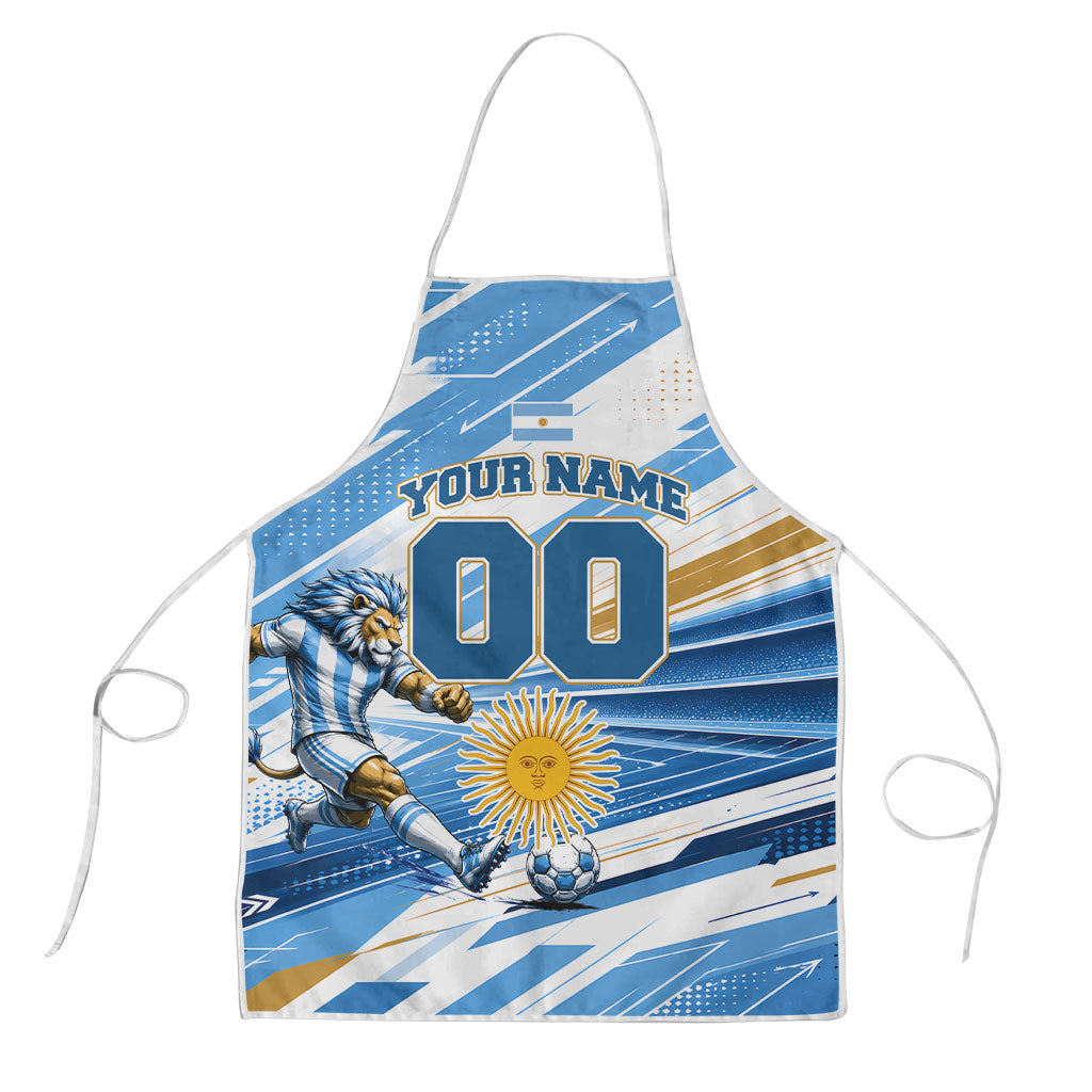 Personalized Argentina Football Champions Apron Sun Of May Lion Mascot - Style of King
