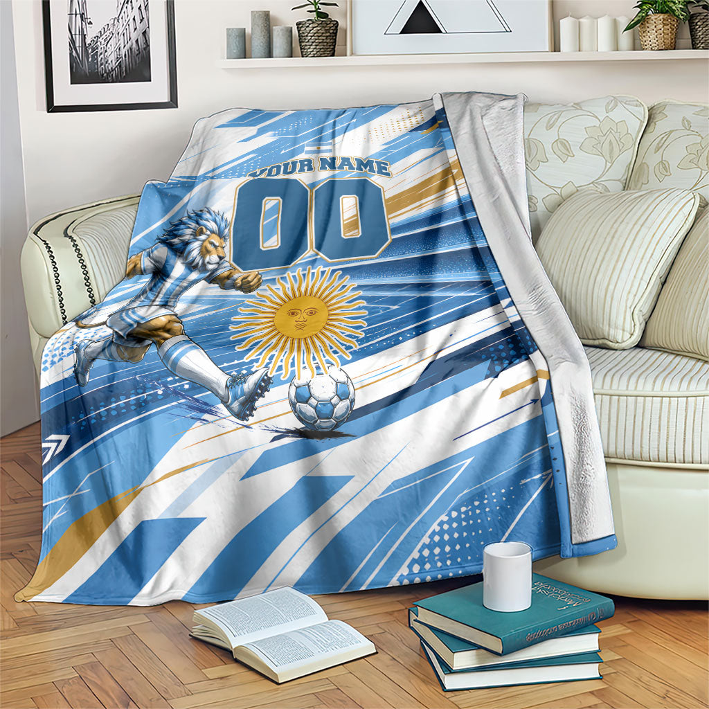 Personalized Argentina Football Champions Blanket Sun Of May Lion Mascot - Style of King