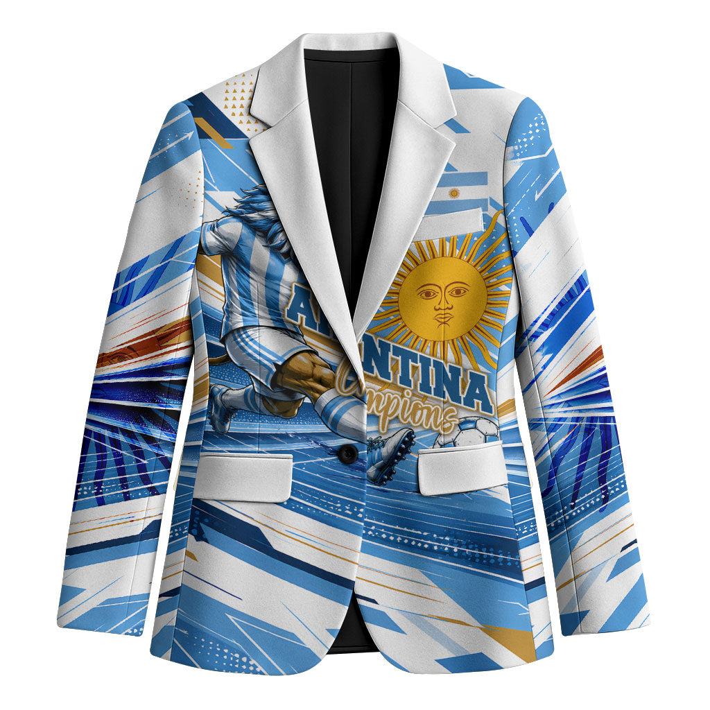 Personalized Argentina Football Champions Blazer Sun Of May Lion Mascot - Style of King