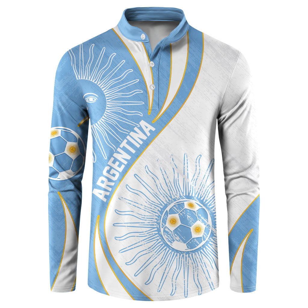 Personalized Argentina Football Fan Pride Button Sweatshirt Sun Of May Motif With Distressed Textures And Waves