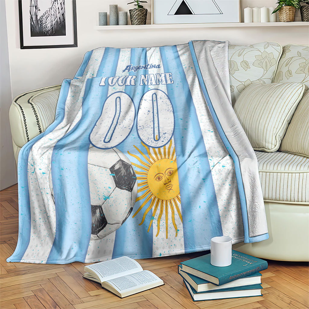 Personalized Argentina Football Fan Blanket Sun Of May - Albiceleste Stripes Argentina Flag