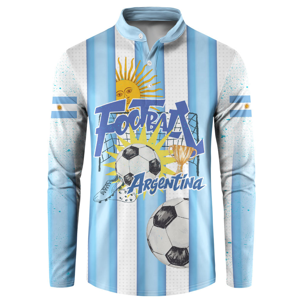 Personalized Argentina Football Fan Button Sweatshirt Sun Of May - Albiceleste Stripes Argentina Flag