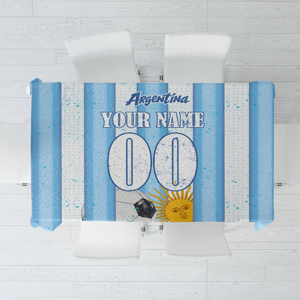 Personalized Argentina Football Fan Tablecloth Sun Of May - Albiceleste Stripes Argentina Flag
