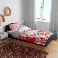 Personalized Croatia Football Wolf Mascot Bedding Set Checkerboard Soccer Pride - Splatter Textures