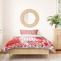 Personalized Croatia Football Wolf Mascot Bedding Set Checkerboard Soccer Pride - Splatter Textures