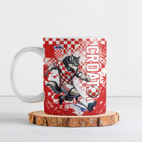 Personalized Croatia Football Wolf Mascot Ceramic Mug Checkerboard Soccer Pride - Splatter Textures