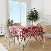 Personalized Croatia Football Wolf Mascot Tablecloth Checkerboard Soccer Pride - Splatter Textures