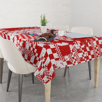 Personalized Croatia Football Wolf Mascot Tablecloth Checkerboard Soccer Pride - Splatter Textures