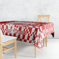 Personalized Croatia Football Wolf Mascot Tablecloth Checkerboard Soccer Pride - Splatter Textures