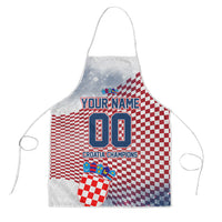 Personalized Croatia Football Eagle Mascot Apron Checkerboard Pattern - Accent Splatters