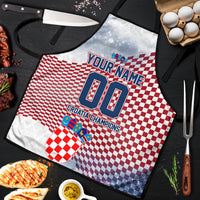 Personalized Croatia Football Eagle Mascot Apron Checkerboard Pattern - Accent Splatters