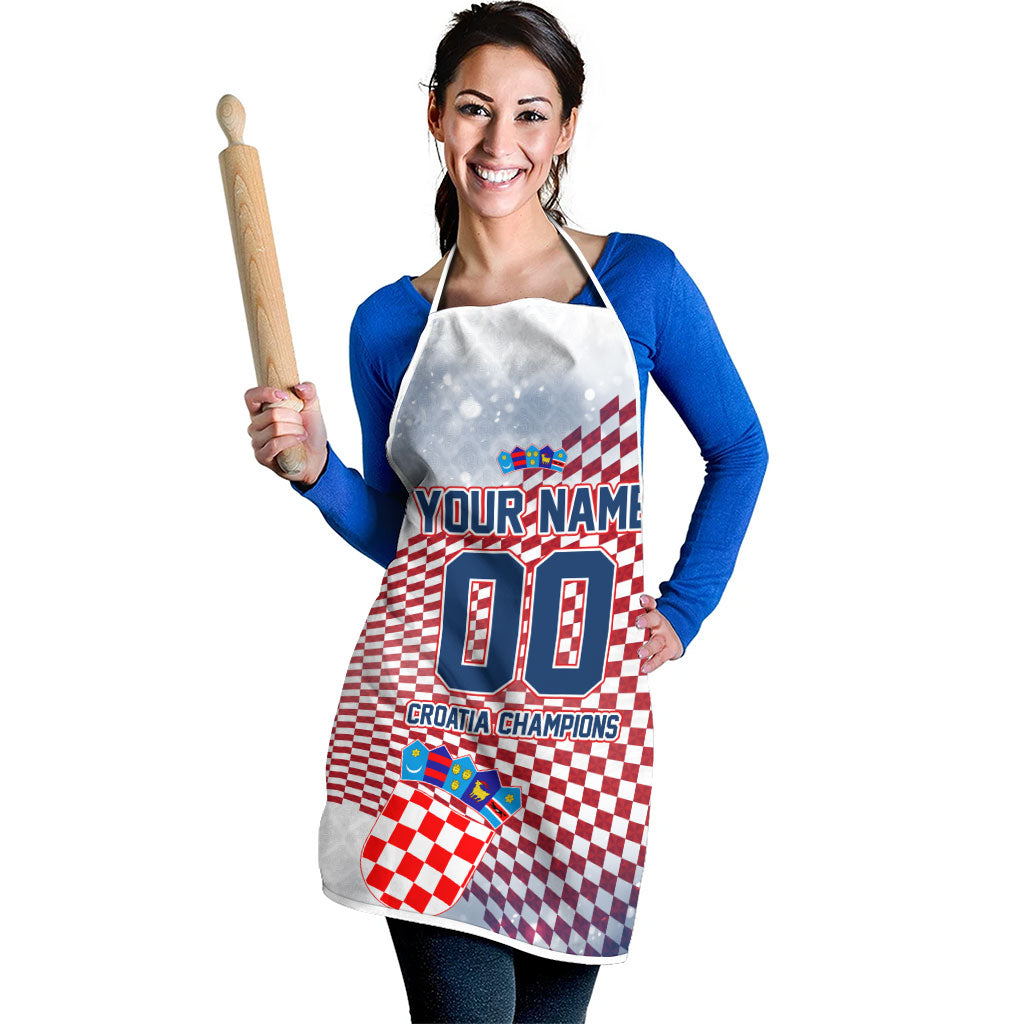 Personalized Croatia Football Eagle Mascot Apron Checkerboard Pattern - Accent Splatters